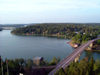 land Islands - Fasta land - Godby, Finstrm: view from Hga C at the caf 'Uffe p berget' - bridge - photo by P&T Alanko