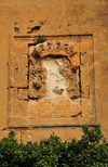 Oran, Algeria / Algrie: coat of arms of King Philippe V of Spain - Chateau Neuf Spanish fortress - Rue Commandant Ferradj - photo by M.Torres |  cusson de Philippe V d'Espagne 1701 - muraille de couleur ocre du Chateau Neuf - Rue Commandant Ferradj, ex Capitaine Vales