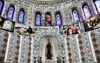 Algiers / Alger - Algeria: Notre Dame d'Afrique basilica - floral decorations and stained glass in a side apse | Basilique Notre-Dame d'Afrique - dcorations florales et vitraux dans une abside latrale - photo by M.Torres