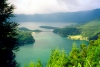 Azores / Aores - Sete Cidades - concelho de Ponta Delgada: lagoas das Sete Cidades - a lagoa Verde e a Lagoa Azul / the Green and the Blue Lagoons - photo by M.Durruti