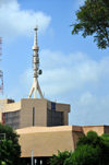 Gaborone, South-East District, Botswana: Megaleng building with large antenna - Botswana Telecommunication Corporation - Government Enclave - photo by M.Torres