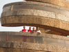 Yaound, Cameroon: girls at the reunification monument - photo by B.Cloutier