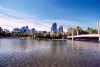 Canada / Kanada - Calgary, Alberta: skyline seen from Prince island - photo by M.Torres