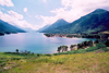 Canada / Kanada - Waterton Lakes NP, Alberta: Upper Waterton lake and Waterton town - Unesco world heritage site - photo by M.Torres