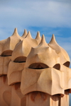 Barcelona, Catalonia: menacing chimneys of Casa Mil, La Pedrera, by Gaudi - UNESCO World Heritage Site - photo by M.Torres