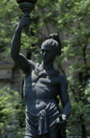 Santiago de Chile: sculpture of indigenous man, former National Congress, now the Ministry of External Relations - photo by C.Lovell