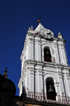 Bogota, Colombia: bell tower of the San Francisco church - 16th century - built on the right bank of the Vicach river (now covered) by Franciscan friars - Av. Jimenez, Eje Ambiental - barrio Veracruz - Santa Fe - photo by M.Torres