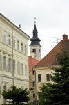 Croatia - Cakovec: church tower - Church of Saint Nicholas - photo by P.Gustafson