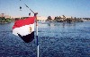 Egypt - Aswan: Elephantine island - flying the flag on the Nile - top left: Agha Khan's memorial (photo by Miguel Torres)