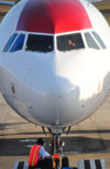 San Salvador, El Salvador, Central America: nose view of TACA International Airlines airliner - Airbus A320-233 - 498TA - cn 3418 - Comalapa International Airport - photo by M.Torres