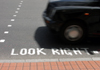 London: pedestrian crossing - look right! - London traffic - photo by K.White