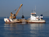 Le Havre, Seine-Maritime, Haute-Normandie, France: Dredging, Harbour Channel - Hopper Dredger, Gambe d'Amfard - Normandy - photo by A.Bartel