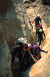 Gorges du Verdon, Alpes-de-Haute-Provence, PACA, France: group canyoning through the waterfilled gorge - Grand canyon du Verdon - photo by S.Egeberg