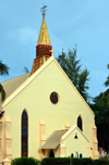 Banjul, The Gambia: Saint Mary's Anglican Cathedral - yellow faade with spire and weather-vane -  Independence Drive - photo by M.Torres