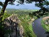 Bastei, Schsische Schweiz / Saxon Switzerland, Saxony / Sachsen, Germany / Deutschland: rocks overlooking the River Elbe - Elbe Sandstone Mountains - photo by E.Keren