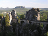 Germany - Saxony - Bastei: Bridge over Elbe River and vertical sandstone rock formations - Sachsische Schweiz / Saxon Switzerland - photo by J.Kaman