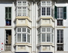 Gibraltar: oriel windows with stars of David on Main Street - the territory hosts a thriving Jewish community - photo by M.Torres