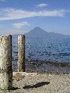 Guatemala - Lake Atitlan: shore and the San Pedro volcano / lago Atitlan (photographer: Hector Roldn)