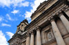 Ciudad de Guatemala / Guatemala city: columns and entablature - faade of the Metropolitan Cathedral - Catedral Metropolitana - photo by M.Torres