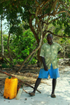 Rubane Island, Bijags Archipelago - UNESCO biosphere reserve, Bubaque sector, Bolama region, Guinea Bissau / Guin Bissau: village, beach, man, palm wine, everyday life / aldeia, praia, homem, vinho de palma, vida quotidiana - photo by R.V.Lopes