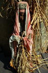 Rubane Island, Bijags Archipelago - UNESCO biosphere reserve, Bubaque sector, Bolama region, Guinea Bissau / Guin Bissau: Hotel Punta Anchaca, Bijags art, sculpture with headdress / Hotel Punta Anchaca, arte Bijags, escultura - photo by R.V.Lopes