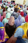 Amritsar (Punjab): Sikh devotees queing for the Golden temple - photo by J.Kaman