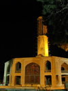 Yazd, Iran: yazd bagh e Dovlat Abad garden at night - tall windcatcher - photo by N.Mahmudova