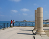 Israel - Qesarriya / Caesarea Maritima / Caesarea Palaestina: palace of the Roman procurator, Pontius Pilate, built of Herod's palace - Roman ruins - columns - photo by Efi Keren