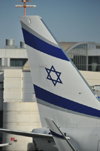 Tel Aviv Ben Gurion Airport, Central District, Israel: tail and winglet  of El Al Israel Airlines Boeing aircraft - photo by M.Torres