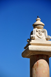 Jerusalem, Israel: Muristan fountain detail - column with Greek T and F, for 'taphos' meaning sepulcher, symbol of the Brotherhood of the Holy Sepulchre - Muristan, Christian quarter - photo by M.Torres