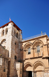 Jerusalem, Israel: Romanesque style facade of the Holy Sepulcher church, aka Church of the Resurrection - important pilgrimage destination since the 4th century - parvis - Christian quarter - photo by M.Torres