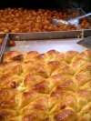 Israel - Jerusalem: Baklava or baclava in the old quarter - bakery - dessert - middle eastern sweet pastry made of chopped nuts, layered with phyllo pastry, sweetened with syrup - food - photo by R.Wallace