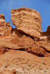 Kazakhstan, Charyn Canyon: Valley of the Castles - giant rock challenging gravity - photo by M.Torres