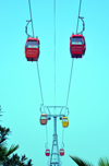 Erbil / Hewler, Kurdistan, Iraq: Shanadar Park - cable car seen from below, the Erbil Teleferique - photo by M.Torres