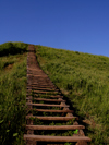 Lithuania - Kernave: stairs on the hills of Cultural Reserve of Kernave - photo by Sandia