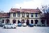 Macedonia / FYROM - Bitola / Monastir / QBI: train station - Lada taxi in the foreground (photo by M.Torres)