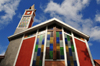 Antananarivo / Tananarive / Tana - Analamanga region, Madagascar: church with colourful glass, near the stadium - Mahamasina - photo by M.Torres