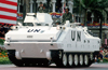 National day military parade - APC - MIFV K200 South Korean infantry fighting vehicle in UN colours, Kuala Lumpur, Malaysia - photo by B.Lendrum