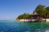 Sipadan Island, Sabah, Borneo, Malaysia: the jetty on Sipadan Island - from the sea - photo by S.Egeberg