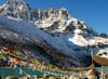 Khumbu region, Solukhumbu district, Sagarmatha zone, Nepal: prayer flags in front of Gokyo lake - tarcho - photo by E.Petitalot