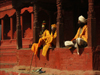 Nepal - Kathmandu: Durbar Square - sadhus - photo by M.Samper