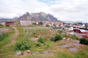 Norway / Norge - Henningsvaer - Augustvagoy - Lofoten islands (Nordland): looking towards Vestvgy - abandoned fishdrying facilities (photo by Juraj Kaman)