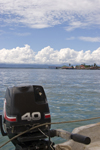 Panama - Bocas del Toro - Yamaha outboard engine with Isla Colon as a background - photo by H.Olarte