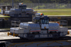 Panama Canal: Miraflores locks - locomotives used to tow ships along the locks - photo by H.Olarte