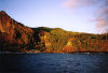 Pitcairn island: Bounty Bay - 'Hill of Difficulties' and Adamstown in the morning light - photo by Makemake - lic. GFDL