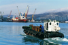 Russia - Novorossisk - Krasnodar kray: barge in the harbour (photo by Vladimir Sidoropolev)