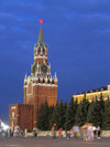 Russia - Moscow: Spasskaya Tower of Kremlin at night - photo by J.Kaman