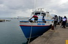 Basseterre, Saint Kitts island, Saint Kitts and Nevis: passengers board the Mark Twain ferry, leaving for Nevis - photo by M.Torres