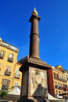 Cagliari, Sardinia / Sardegna / Sardigna: Piazza Yenne - obelisk marking km zero of the Carlo Felice road / SS 131 / Strada Reale - Andrea Galassi - centro storico - quartiere di Stampace - photo by M.Torres