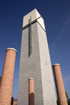 tower of the new church of sv. Resnjega Telesa, district of Podutik, Ljubljana, Slovenia - photo by I.Middleton